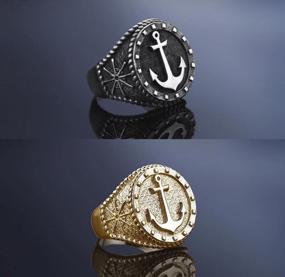 Zyan Gems | Exclusive Oxidised Signet Style Sailor's Anchor Ring, Sterling Silver  Ring | Jewellery for Men