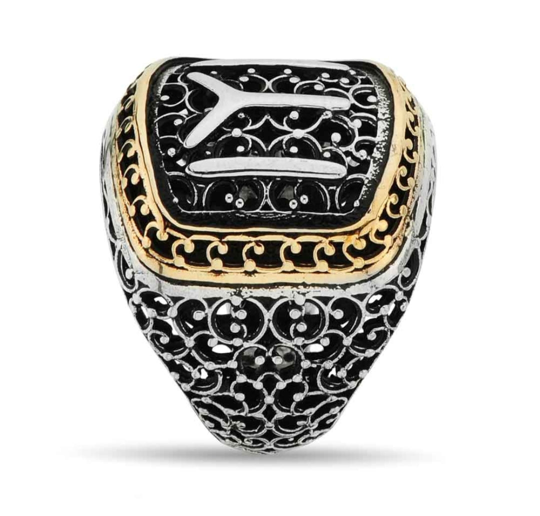 Zyan Gems | Unique Design Kayi Ring |  Sterling Silver Oxidized Ring