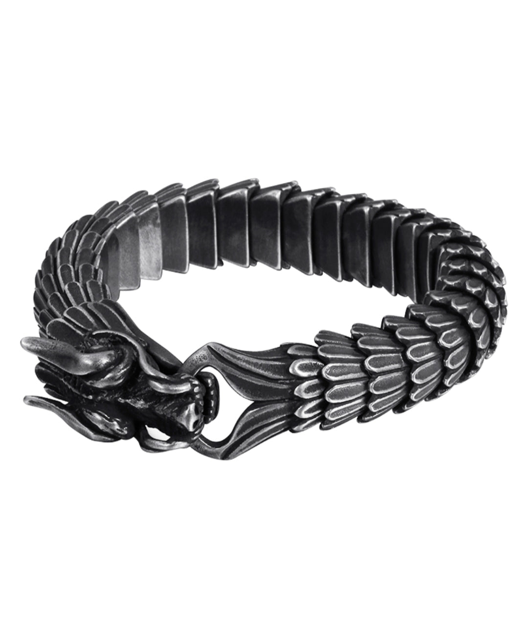 Unique Vintage Dark/Light Oxidized Dragon Bracelet |  Sterling Silver Dark/Light Oxidized Bracelet | Unisex