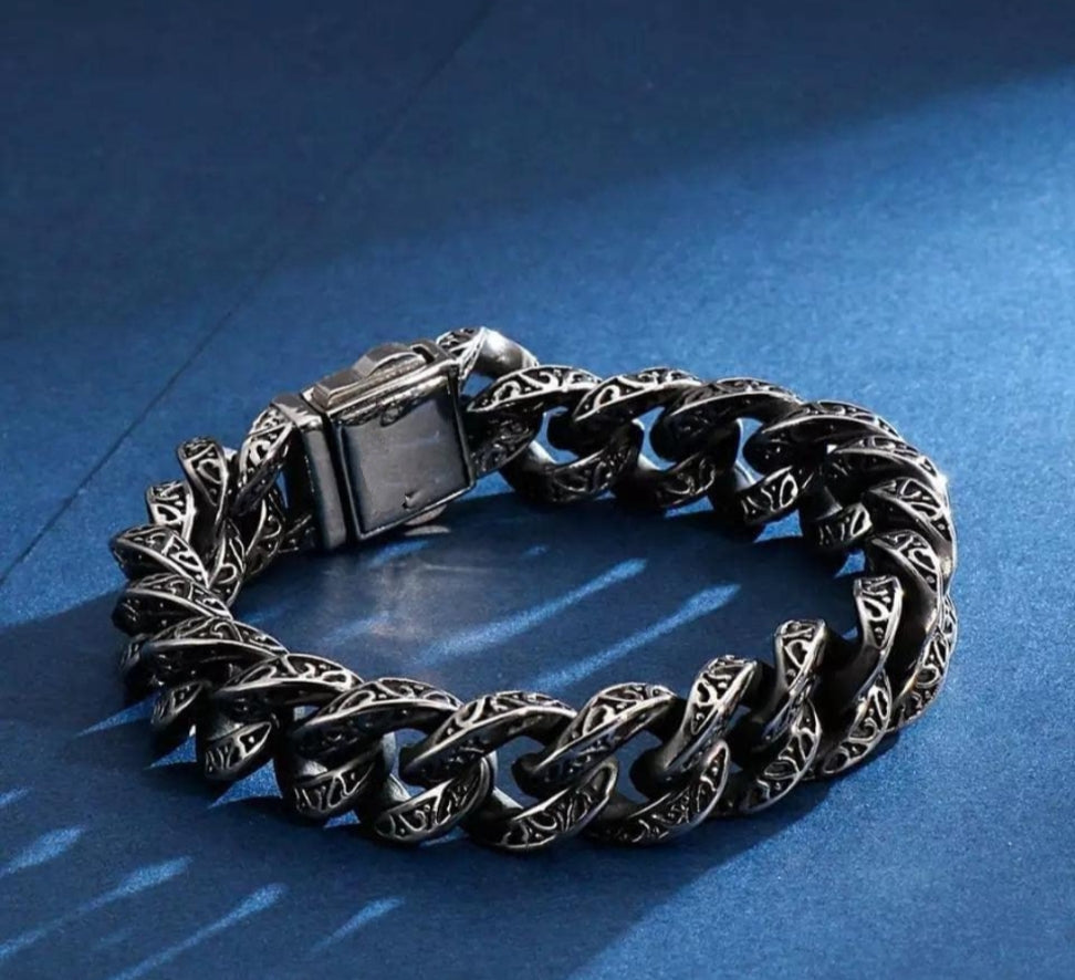 14mm wide, Unique Artistry Retro Oxidized Bracelet for Men |  Sterling Silver Bracelet Authenticity and
