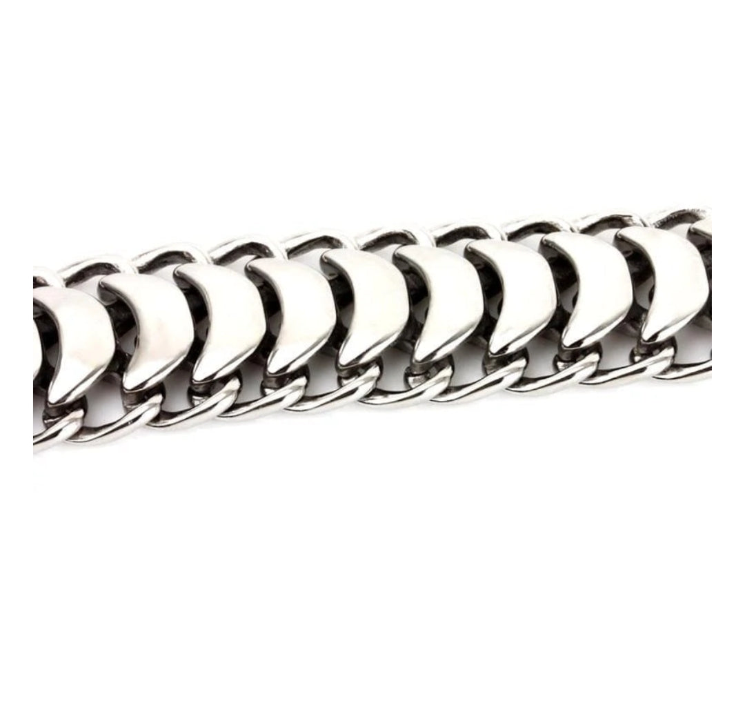 Zyan Gems | Unique Link Designed High Polished Bracelet for Men |  Sterling Silver Bracelet