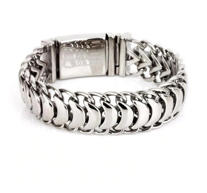 Zyan Gems | Unique Link Designed High Polished Bracelet for Men |  Sterling Silver Bracelet