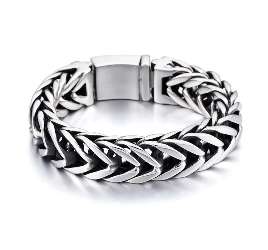 18mm wide Unique Retro Masculina High Polished V link Bracelet for Men |  Sterling Silver Bracelet Authenticity and