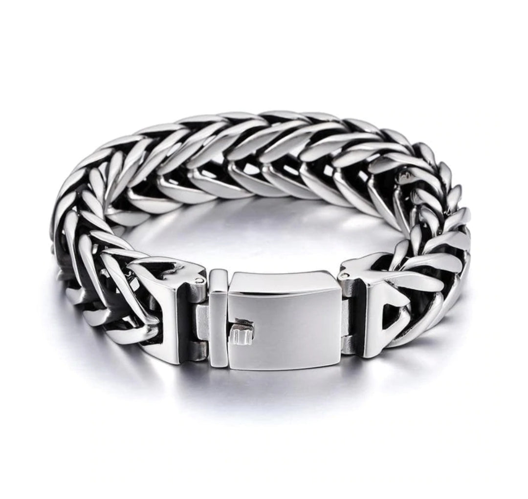 18mm wide Unique Retro Masculina High Polished V link Bracelet for Men |  Sterling Silver Bracelet Authenticity and