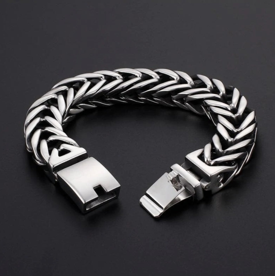 18mm wide Unique Retro Masculina High Polished V link Bracelet for Men |  Sterling Silver Bracelet Authenticity and