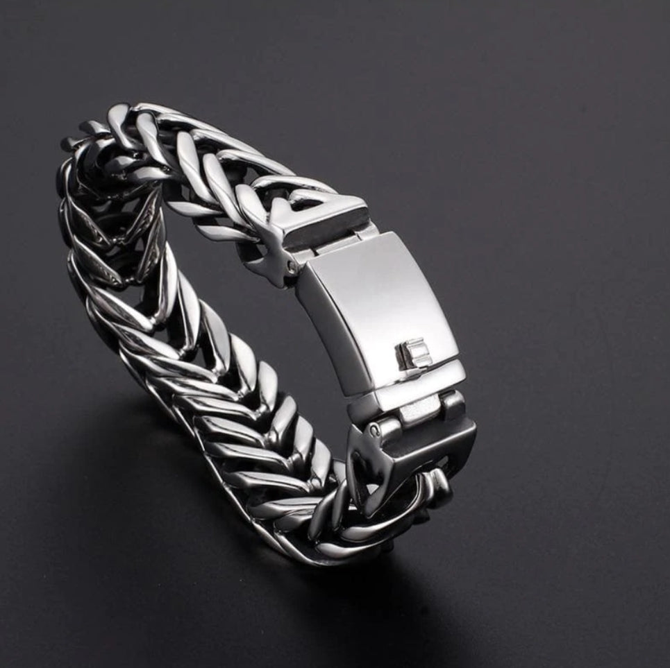 18mm wide Unique Retro Masculina High Polished V link Bracelet for Men |  Sterling Silver Bracelet Authenticity and