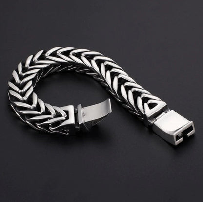 18mm wide Unique Retro Masculina High Polished V link Bracelet for Men |  Sterling Silver Bracelet Authenticity and