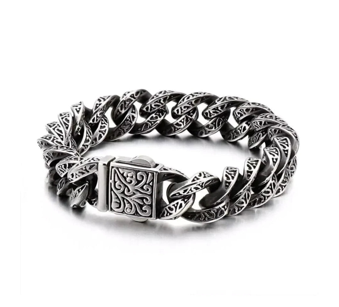 14mm wide, Unique Artistry Retro Oxidized Bracelet for Men |  Sterling Silver Bracelet Authenticity and