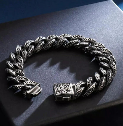 14mm wide, Unique Artistry Retro Oxidized Bracelet for Men |  Sterling Silver Bracelet Authenticity and