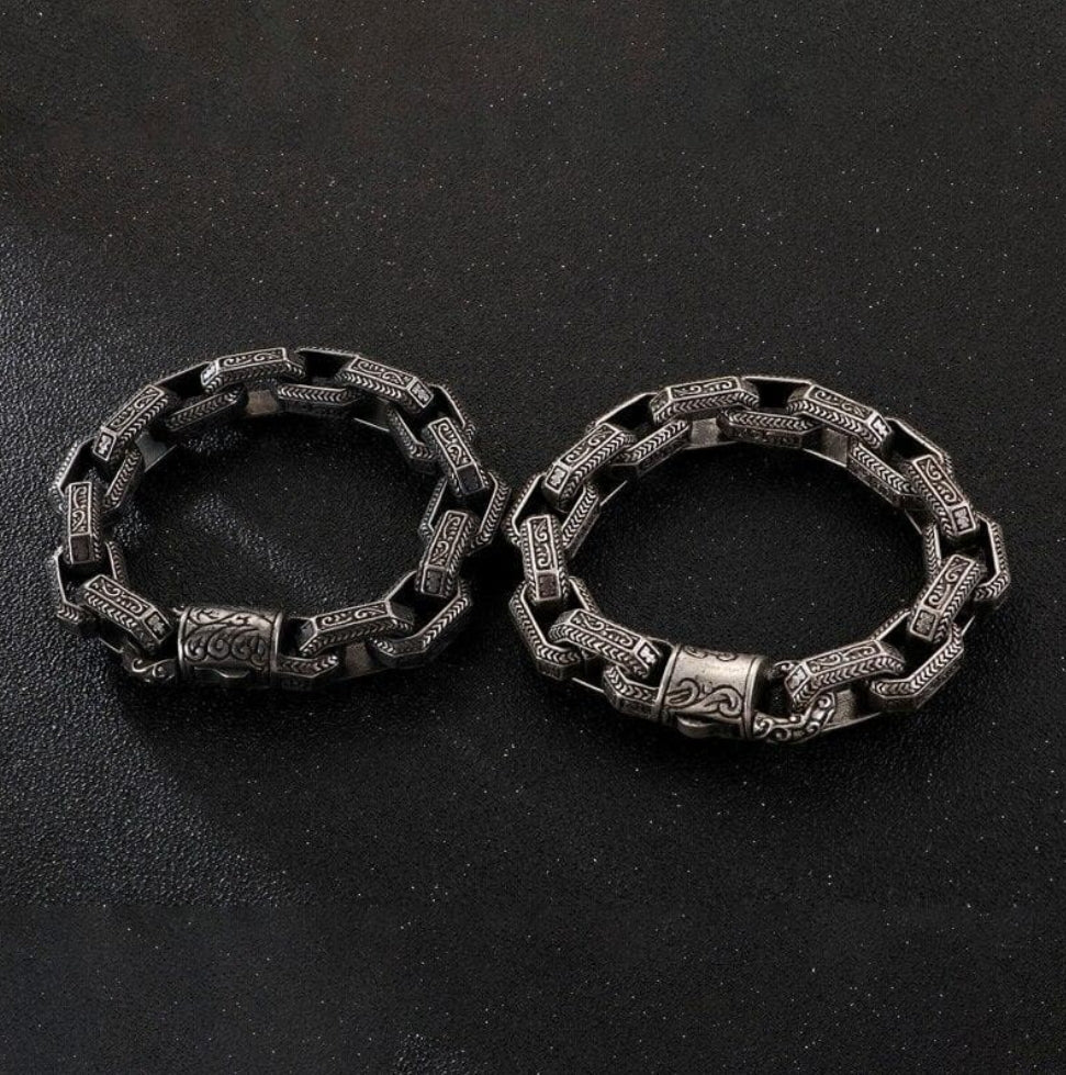 13mm wide, Unique Vintage Artistry Ancient Oxidized Bracelet |  Sterling Silver Bracelet