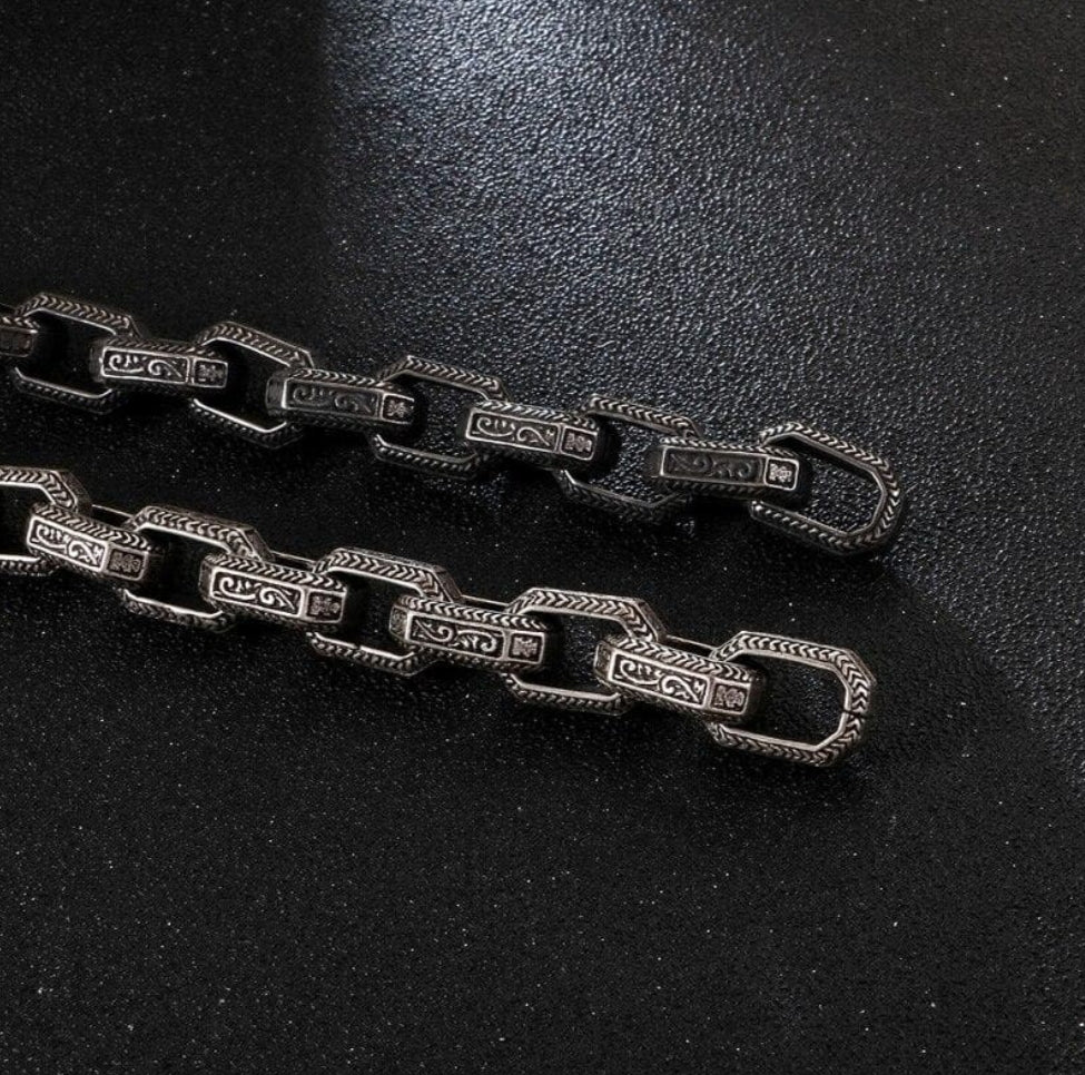 13mm wide, Unique Vintage Artistry Ancient Oxidized Bracelet |  Sterling Silver Bracelet
