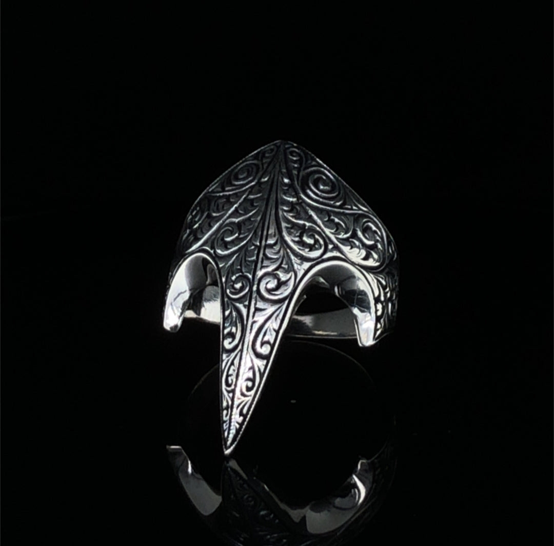 Zyan Gems | Unique Turkish Style Signet Thumb Ring |  Sterling Silver Oxidized Ring