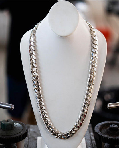 Zyan Gems | 16mm Wide Solid Miami Cuban Link Chain |  Sterling Silver Chain