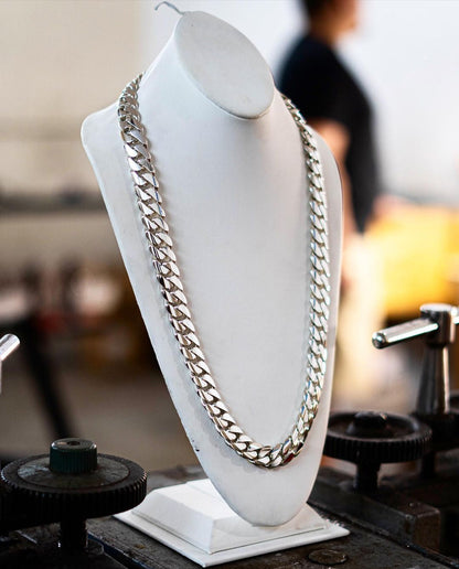 Zyan Gems | 16mm Wide Solid Miami Cuban Link Chain |  Sterling Silver Chain