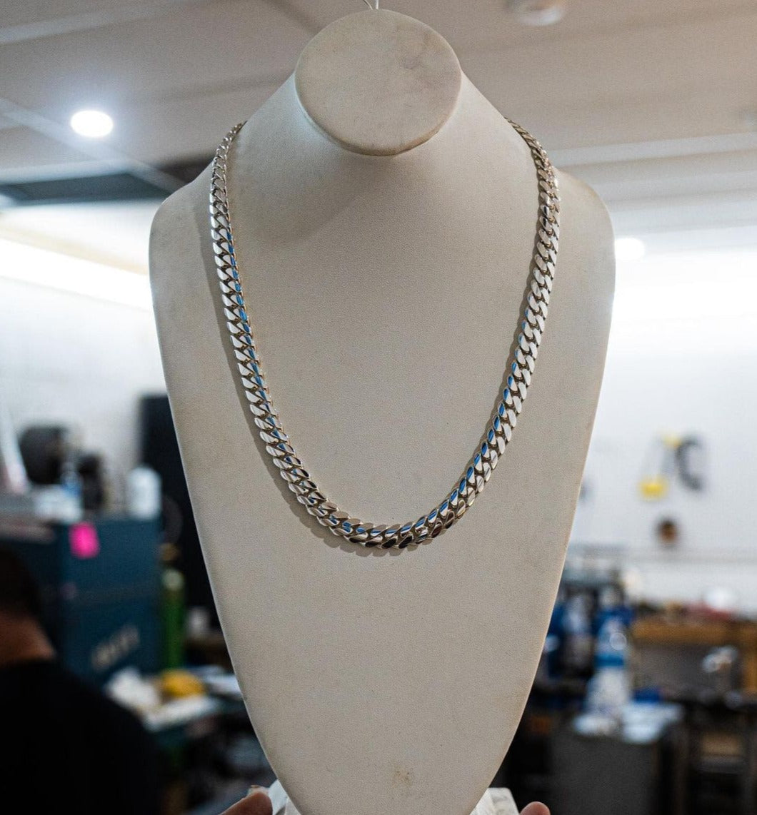 Zyan Gems | 10mm Wide Solid Miami Cuban Link Chain |  Sterling Silver Chain