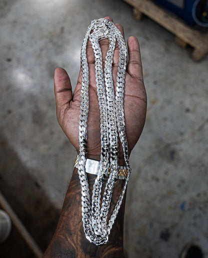 Zyan Gems | 14mm Wide Solid Miami Cuban Link Chain |  Sterling Silver Chain