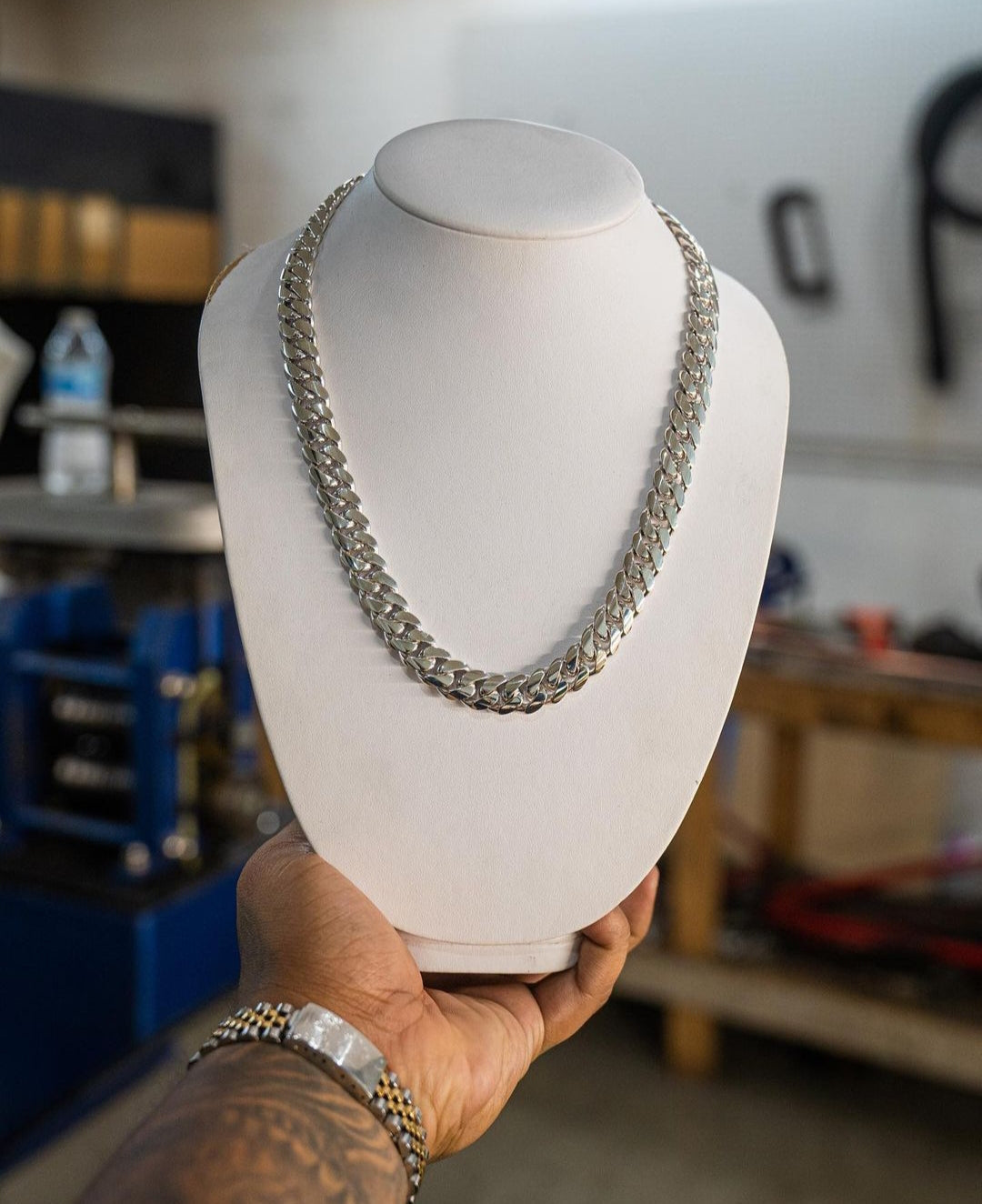Zyan Gems | 12mm Wide Solid Miami Cuban Link Chain |  Sterling Silver Chain