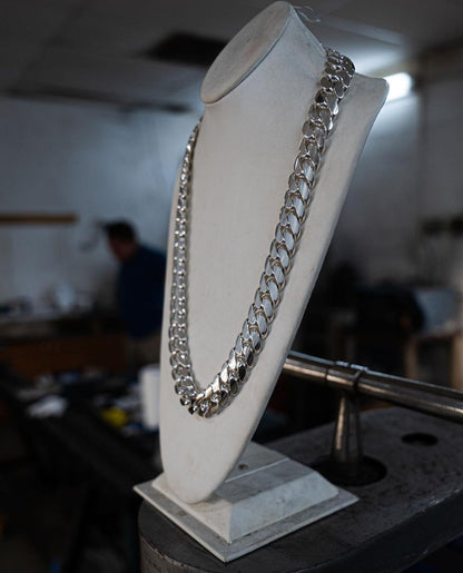 Zyan Gems | 16mm Wide Solid Miami Cuban Link Chain |  Sterling Silver Chain