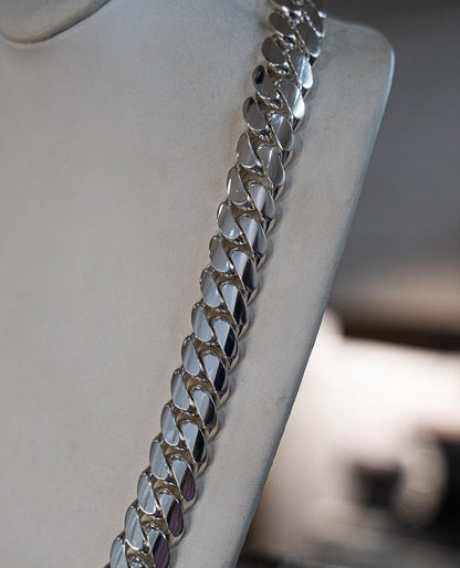 Zyan Gems | 16mm Wide Solid Miami Cuban Link Chain |  Sterling Silver Chain
