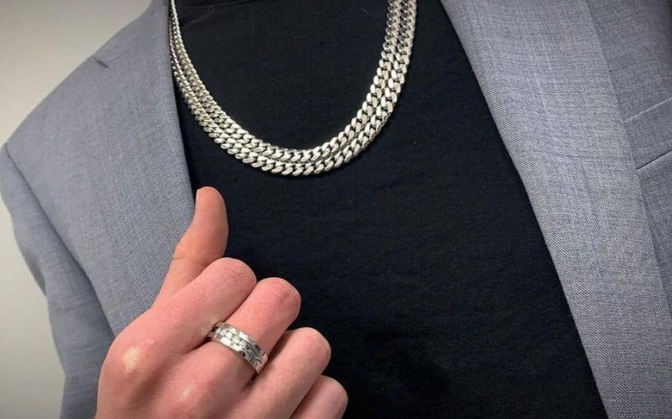 Zyan Gems | 10mm Wide Solid Miami Cuban Link Chain |  Sterling Silver Chain