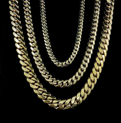 Zyan Gems | 16mm Wide Solid Miami Cuban Link Chain |  Gold Micron Plated  Sterling Silver Chain