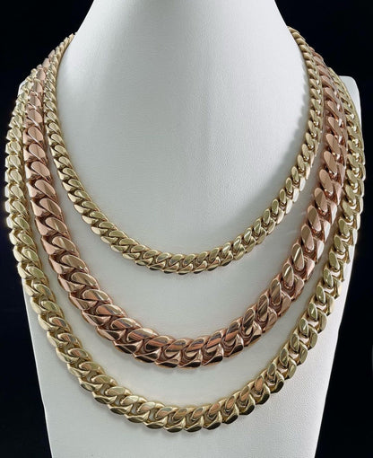 Zyan Gems | 16mm Wide Solid Miami Cuban Link Chain |  Gold Micron Plated  Sterling Silver Chain