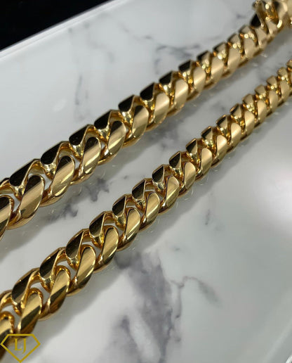 Zyan Gems | 16mm Wide Solid Miami Cuban Link Chain |  Gold Micron Plated  Sterling Silver Chain