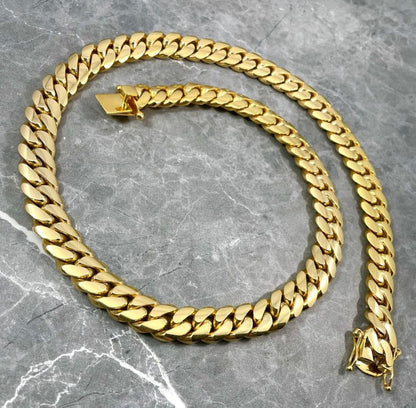 Zyan Gems | 16mm Wide Solid Miami Cuban Link Chain |  Gold Micron Plated  Sterling Silver Chain