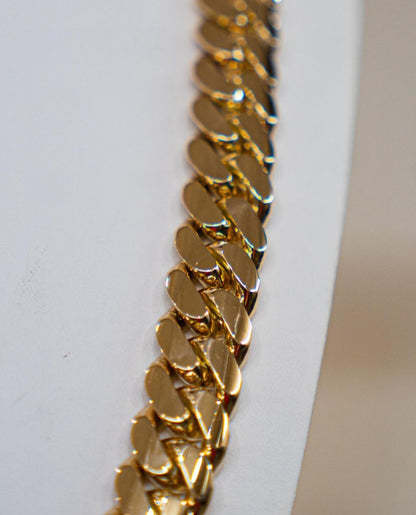 Zyan Gems | 16mm Wide Solid Miami Cuban Link Chain |  Gold Micron Plated  Sterling Silver Chain