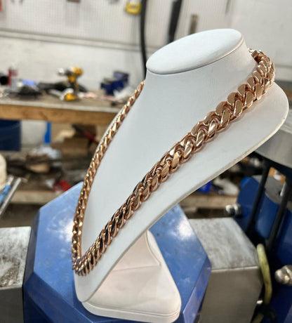 Zyan Gems | 16mm Wide Solid Miami Cuban Link Chain |  Gold Micron Plated  Sterling Silver Chain