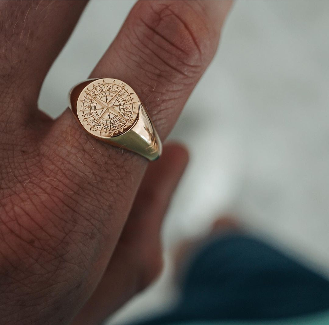 Zyan Gems | Exclusive Signet Style Compass Ring, Sterling Silver  Ring | Jewellery for Men