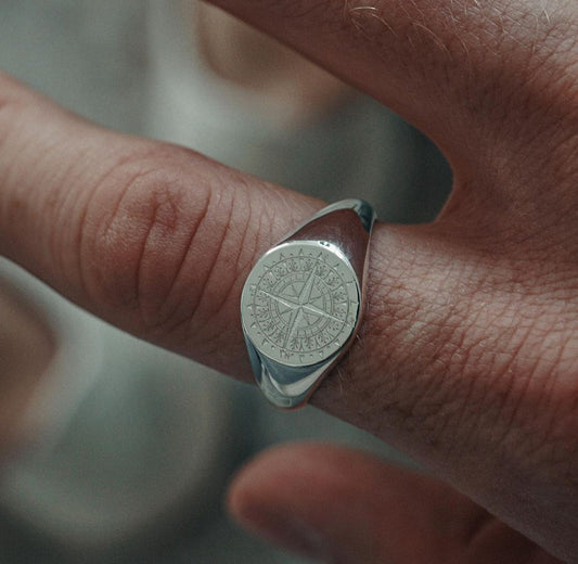 Zyan Gems | Exclusive Signet Style Compass Ring, Sterling Silver  Ring | Jewellery for Men