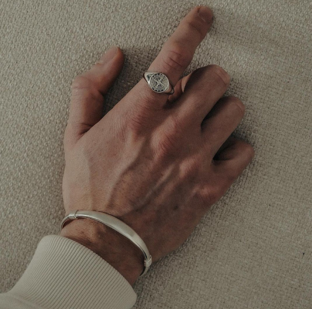 Zyan Gems | Exclusive Signet Style Compass Ring, Sterling Silver  Ring | Jewellery for Men