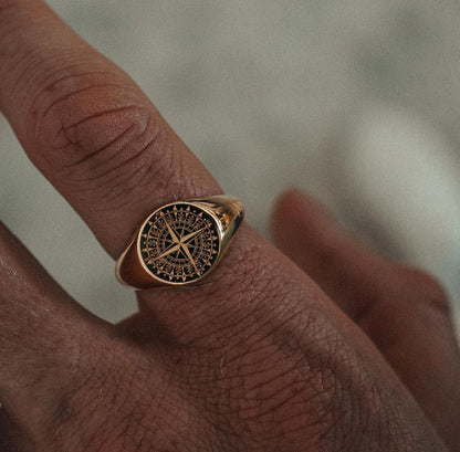 Zyan Gems | Exclusive Signet Style Compass Ring, Sterling Silver  Ring | Jewellery for Men