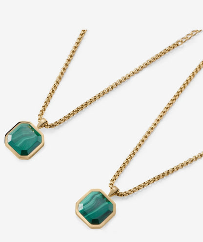 Zyan Gems | Unique Designed  Gold Micron Plated Silver Pendant in Natural Malachite for Men,  Sterling Silver Pendant