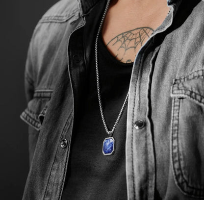 Zyan Gems | Unique Designed Silver Pendant in Natural Sodalite for Men,  Sterling Silver Pendant
