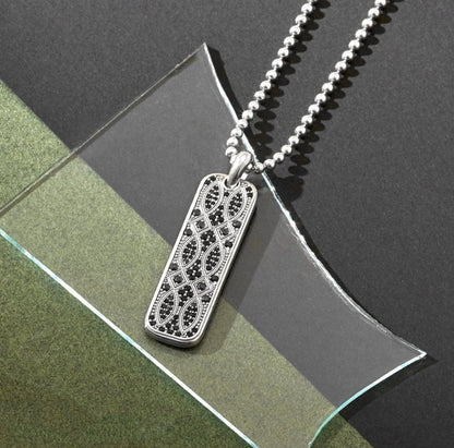 Zyan Gems | Unique Designed Eternity Pendant Studded with Blue Cubic Zirconia for Men |  Sterling Silver Oxidized Pendant