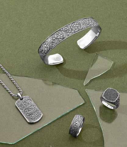 Zyan Gems | Unique Samurai Engraved Tag Pendant for Men |  Gold Micron Plated  Sterling Silver Pendant