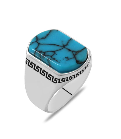 Unique Turkish Style Ring with Natural Irani Turquoise (Firoza) |  Sterling Silver Oxidized Ring Authenticity and