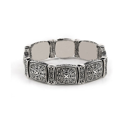 18mm wide, Unique Designed Byzantine Style Bracelet for Men | Pure  Sterling Silver Oxidized Bracelet