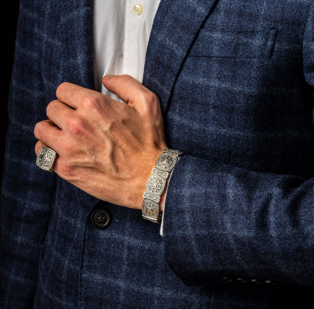 Zyan Gems | Exclusive Byzantine Style Signet Ring for Men, Oxidized Sterling Silver  Ring | Jewellery for Men
