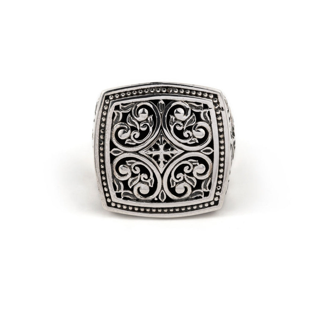 Zyan Gems | Exclusive Byzantine Style Signet Ring for Men, Oxidized Sterling Silver  Ring | Jewellery for Men