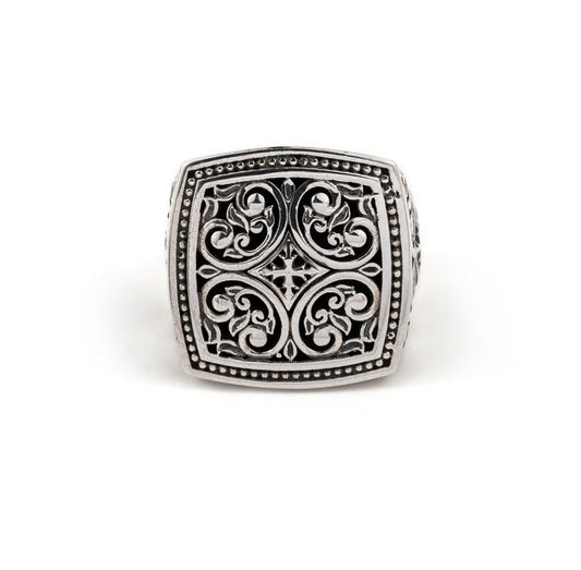 Zyan Gems | Exclusive Byzantine Style Signet Ring for Men, Oxidized Sterling Silver  Ring | Jewellery for Men