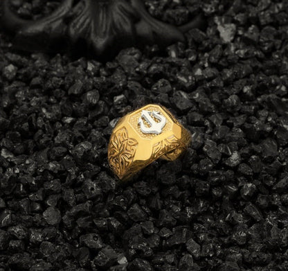 Zyan Gems | Exclusive Trishul Symbol Signet Style Ring for Men,  Gold Micron Plated Sterling Silver  Ring | Jewellery for Men