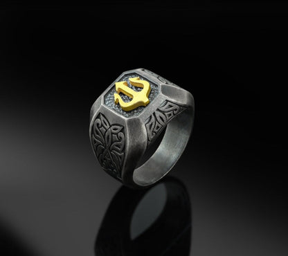 Zyan Gems | Exclusive Trishul Symbol Signet Style Ring for Men, Oxidized Sterling Silver  Ring | Jewellery for Men