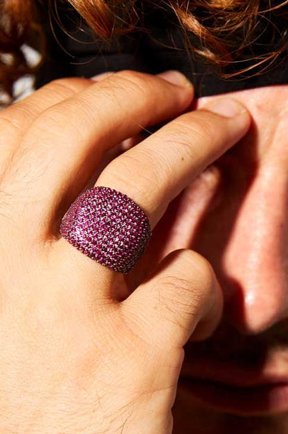 Zyan Gems | Unique Handmade Turkish Style Ring Studded with AAA+ Ruby Stones |   Sterling Silver Ring