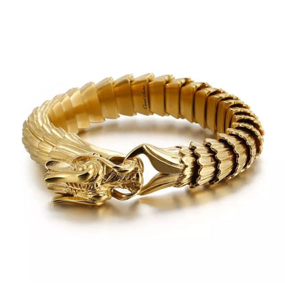 Unique Vintage Gold Dragon Bracelet |  Gold Micron Plated  Sterling Silver Bracelet | Unisex