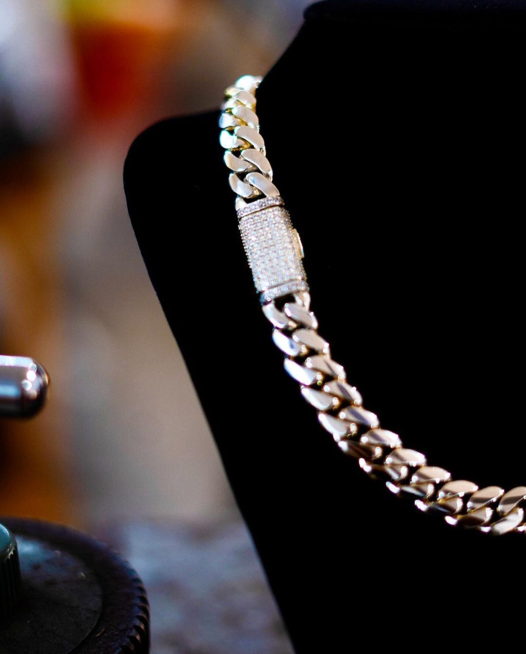 Zyan Gems | Solid 14mm Miami Cuban Link Chain with Iced Lock |  Gold Micron Plated on  Sterling Silver Chain with AAA+ Quality Swarovski Diamonds