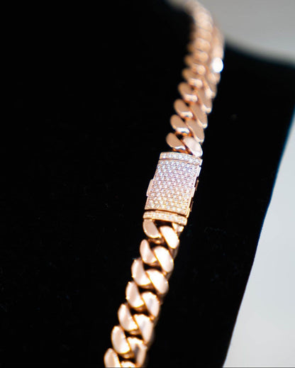 Zyan Gems | Solid 14mm Miami Cuban Link Chain with Iced Lock |  Gold Micron Plated on  Sterling Silver Chain with AAA+ Quality Swarovski Diamonds
