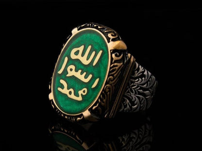 Zyan Gems | Custom Order, Oxidized Sterling Silver  Ring with Arabic Engraving | Jewellery for Men